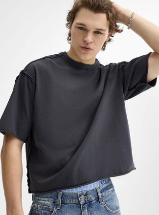 Djab Mens Raw hem cropped loose t-shirt