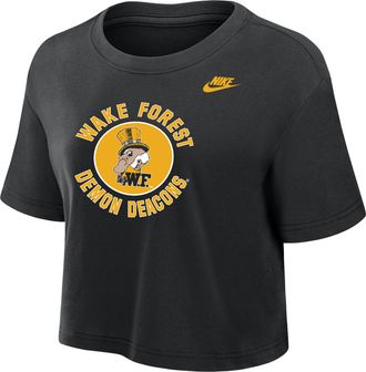 Nike Wake Forest Demon Deacons Nike Womens Dri-FIT Cropped T-Shirt in Black | W11840P404WKFU-BLK