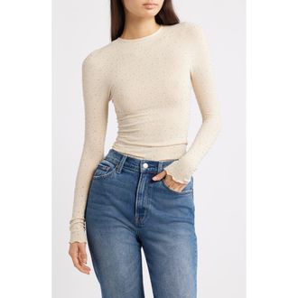 Free People Night Sky Studded Rib Top in Ivory at Nordstrom Rack, Size X-Small/small