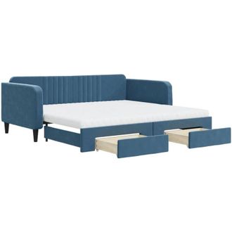 vidaXL Vidaxl - Sof&aacute; Cama Nido Con Cajones Terciopelo Azul 100x200 Cm