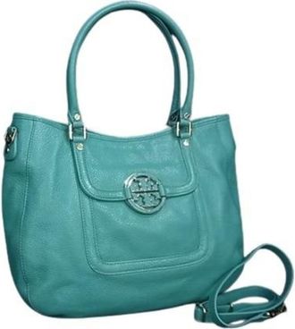 Tory Burch Turquoise Leather Handbag Shoulder Bag Tote Bag (Pre-Owned)