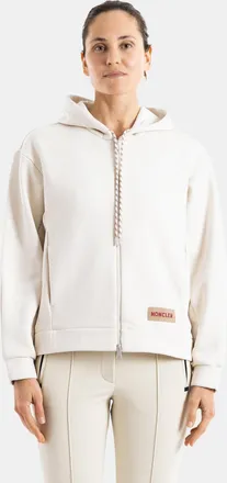 Moncler Womens Zip-Up Hooded Ecru Sweatshirt Beige Jacket