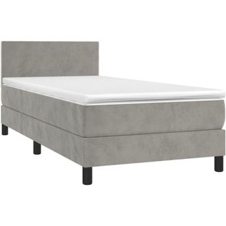 vidaXL Cama Box Spring Con Colch&oacute;n Terciopelo Gris Claro 90x190 Cm Vidaxl