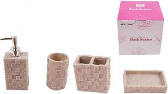 Trade Shop Trade Shop - Set 4 Accessori Bagno Ss0007 In Ceramica Portasapone Porta Spazzolino Dispenser