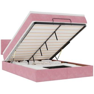 vidaXL Estructura Cama Otomana Colch&oacute;n Terciopelo Rosa 140x200cm Vidaxl