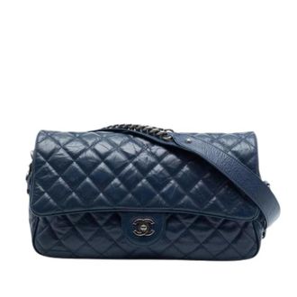 Chanel Pre-owned Quilted Flap Bag - Dames - Pre-owned - Blauw - Maat: ONE Size Leer