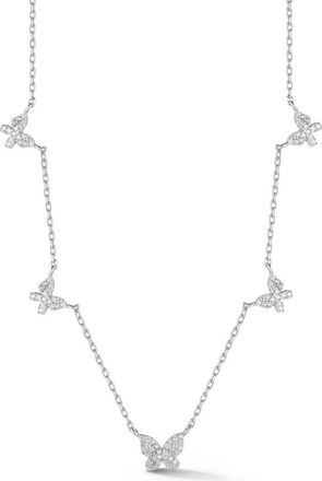 Glaze Jewelry Cubic Zirconia Butterfly Station Necklace in Silver at Nordstrom Rack