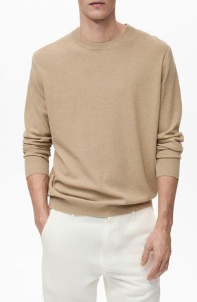 Mango Regular Fit Fine Knit Sweater in Beige at Nordstrom, Size Medium