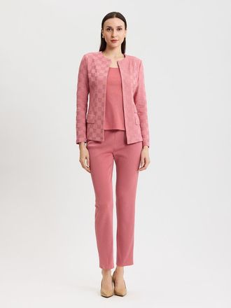 Misook Tailored Tonal Checkered Knit Jacket in Honey Suckle at Nordstrom, Size Xx-Large