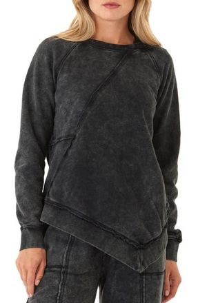 Threads 4 Thought Ryssa Mineral Wash Cotton Blend Asymmetric Sweatshirt in Black at Nordstrom, Size X-Small