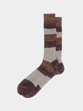 Maria La Rosa Mens Ribbed Cashmere and Silk Striped Socks One Size