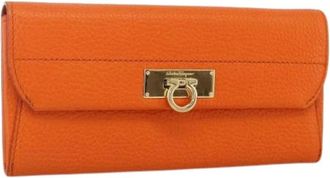 Ferragamo Pre-owned Wallets, female, Orange, Size: ONE SIZE Pre-owned Long Wallet