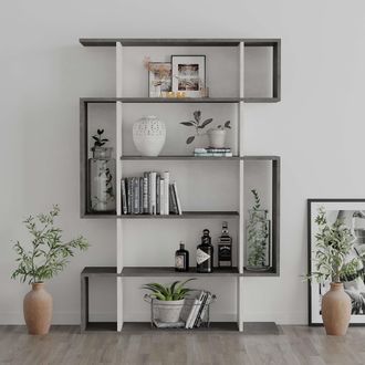 Decortie Mito Modern Bookcase Display Unit 161cm in Off-White | Size: 2 Pack