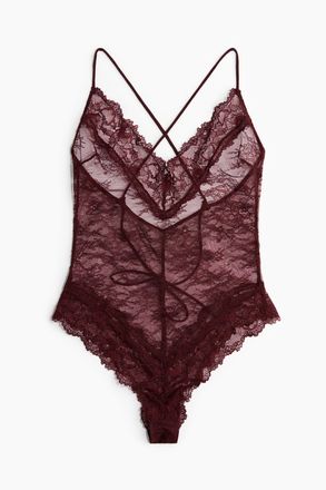 H&M Spitzenbody - Weinrot