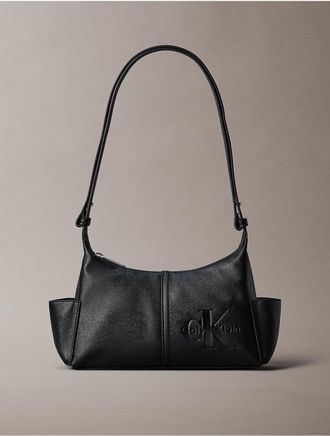 Calvin Klein Womens Embossed Monologo Crossbody Bag - Black