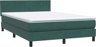 vidaXL Cama Box Spring Con Colch&oacute;n Terciopelo Verde Oscuro 160x220 Cm Vidaxl