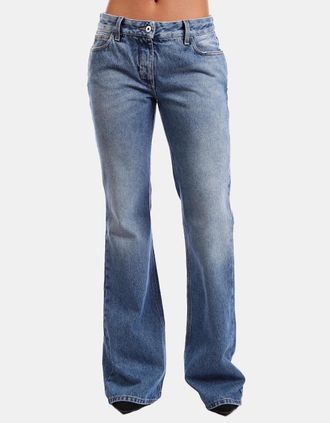 Off-white Womens Slim-Fit Flared Jeans - Blue - Size: 10/32in