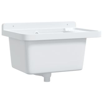 vidaXL Fregadero Lavabo De Pared Resina Blanco 50x35x24 Cm Vidaxl
