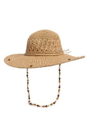 Steve Madden Beaded Straw Hat in Tan at Nordstrom Rack