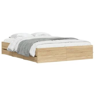 Berkfield Home Modern Bed Frame with Drawers without Mattress Sonoma Oak 140x200 cm in Tan