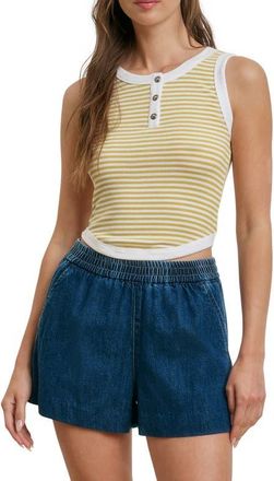 Favorite Daughter The Foundation Stripe Rib Tank in Golden White Strip at Nordstrom, Size X-Large