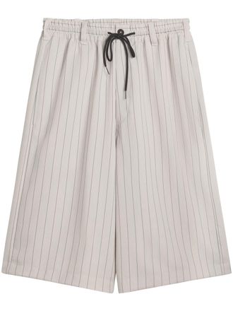 Yohji Yamamoto Relaxed Fit Pinstripe Shorts with Adjustable Waistband