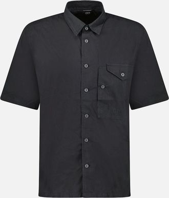 C.P. Company Mens CP Company Black Popeline Short Sleeve Shirt - Size: 42/Regular