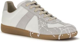 Maison Margiela Mens Gray Suede Leather Low Top Sneakers