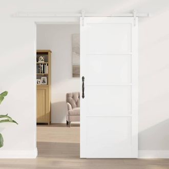 Berkfield Home Sliding Door with Hardware Set White 83x202 cm Solid Wood Pine