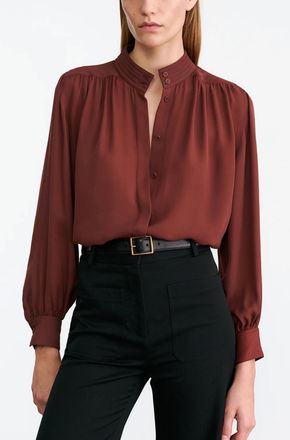 Nili Lotan Revi Silk Blouse In Burgundy