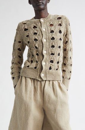 Comme Des Gar&ccedil;ons Hemp Open Stitch Cardigan in Ecru at Nordstrom, Size X-Small