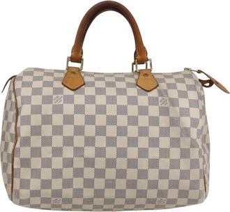 Louis Vuitton Speedy Handbag Monogram Canvas White Canvas Handbag (Pre-Owned)