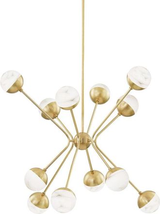 Hudson Valley Lighting Saratoga Ara&ntilde;a 12 Luces Lat&oacute;n, Alabastro Espa&ntilde;ol, 2700k