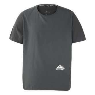 Nike Mens Nike Printing Pattern Splicing Round Neck Sports Short Sleeve Gray T-Shirt DN4483-010