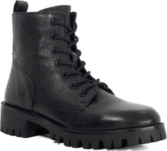 Dune London Ladies PRACTICALLY Leather Cleated Sole Lace-up Ankle Boots Size UK 8 Block Heel