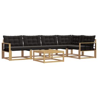 vidaXL Conjunto De Sof&aacute;s De Exterior 6 Pcs Blanco Y Negro Vidaxl