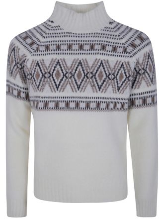 Barba Sweater Turtle Neck Jacquard Embroidered