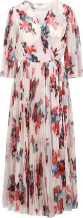 Philosophy di Lorenzo Serafini Philosophy by Lorenzo Serafini Jurken Beige+Multicolor - Dames - Wikkelkleedje - Veelkleurig - S - Tule - Kleedjes