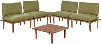 Beliani Modern Outdoor Garden Lounge 4 Seater Set with Cushions Olive Green Certified Acacia Wood Frascati