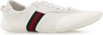 Gucci Womens White Leather And Suede Flex Sneakers Gwhgwhvrvgwh