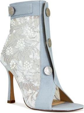 Azalea Wang Tandy Open Toe Bootie in Blue at Nordstrom Rack, Size 7.5