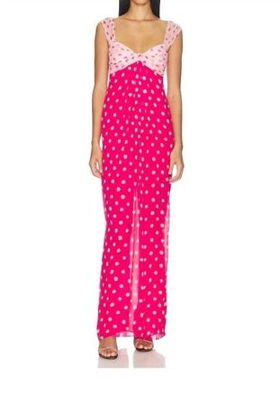 Saloni Chani Long Dress In Polka Strawberry