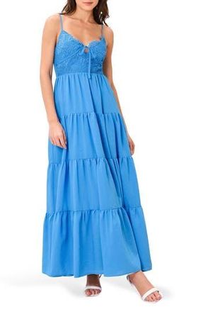 Flying Tomato Mixed Lace Maxi Dress in Blue at Nordstrom Rack, Size Medium