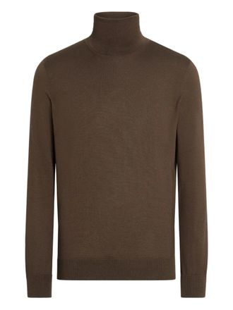 Ermenegildo Zegna turtleneck cashmere-blend sweater - men - Silk/Cashmere - 46 - Brown