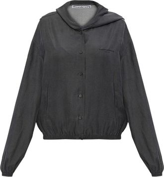 Alexander Wang Drapey Hoodie w/ Front Placket