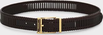 Ferragamo Men & apos;s Adjustable Cutout Leather Belt
