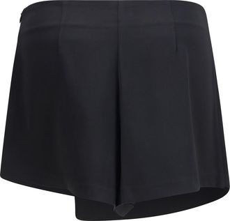 GCDS Womens Satin Mini Skirt-Shorts With Logo Trim Black-Black Polyester Black/black