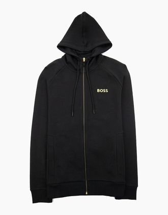 HUGO BOSS Mens Hugo Boss Saggy 1 Embroidered Logo Zip Up Hoodie Black 001 - Size: 40