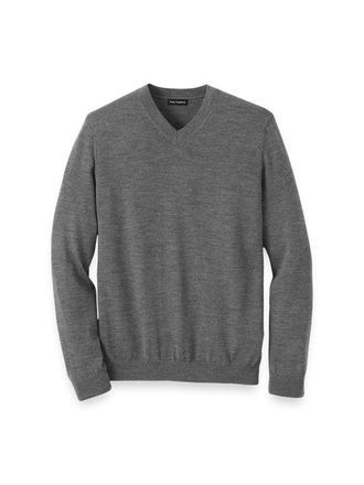 Paul Fredrick Washable Merino Wool V-neck Sweater in Grey at Nordstrom, Size Xx-Large