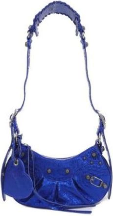 Balenciaga Pre-owned Shoulder Bags, female, Blue, Size: ONE SIZE Pre-owned Le Cagole Metallic Lamb Shoulder Bag
